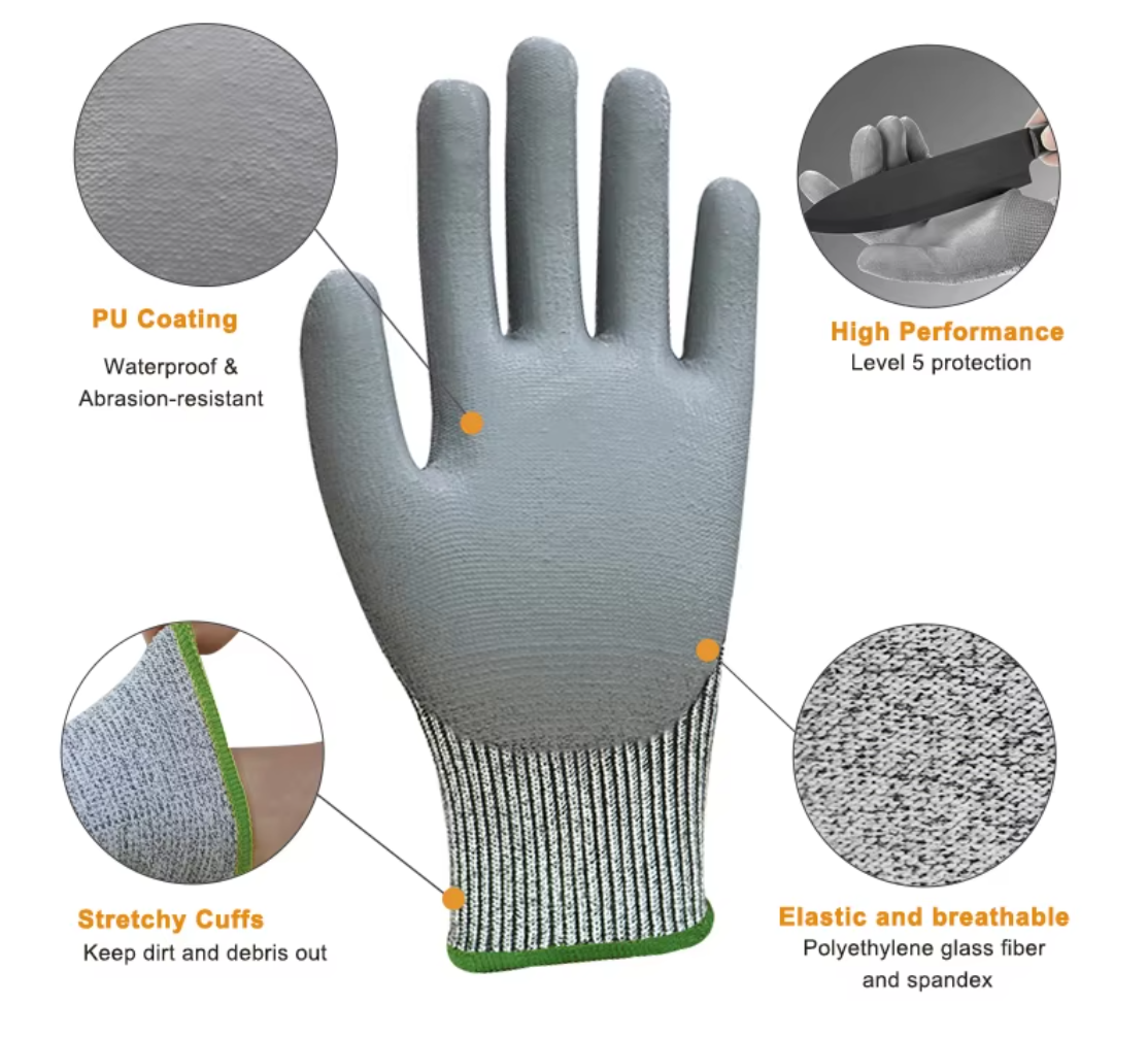 Cut resistant work gloves
