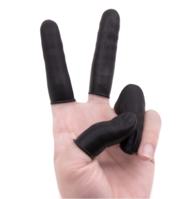Black Powder Free Industrial Grade ESD Cleanroom Finger Cover Antistatic Latex Finger Cots for Electronic Industry